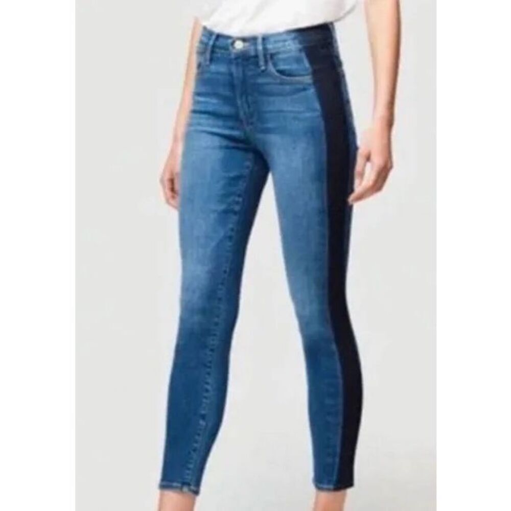 FRAME Le High Skinny Crop Jeans Size 24 Two Tone Side Stripe 28” Inseam